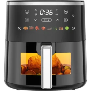 Digital Air Fryer with Window, 6 Qt, 1550W, 8 Presets, Timer and Temperature Control