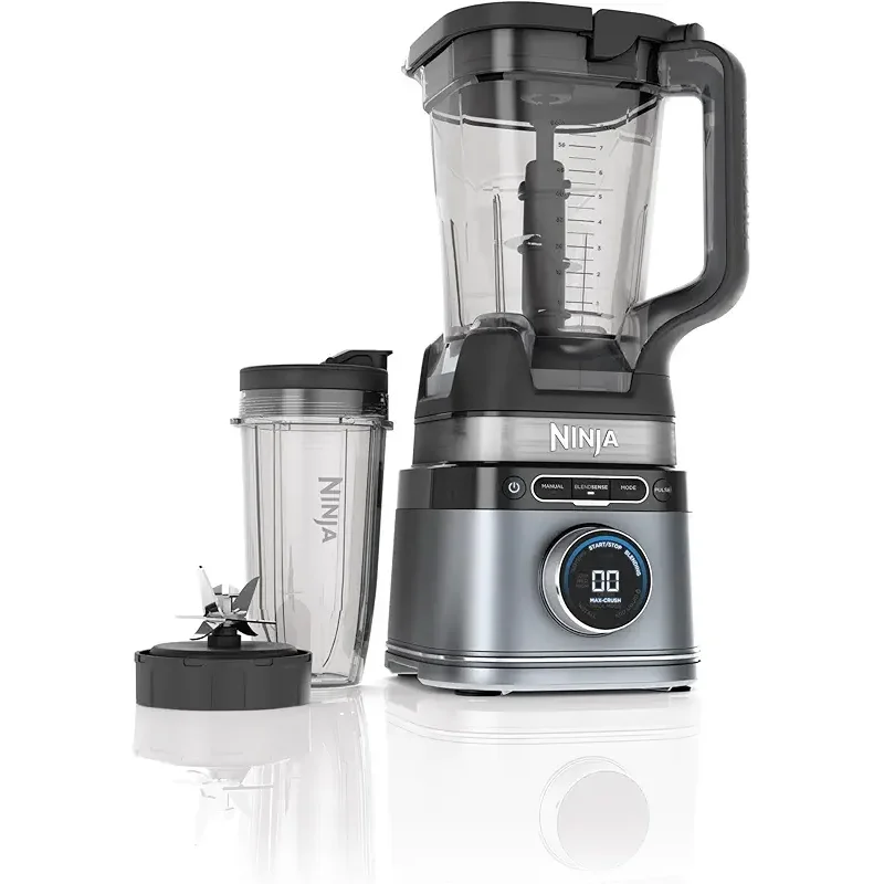 Ninja Detect Power Blender + Personal Single-Serve (TB 300), BlendSense Technology, Kitchen Countertop, 72 oz. full-size pitcher, 24 oz. single-serve cup, Liquid Detect, Silver