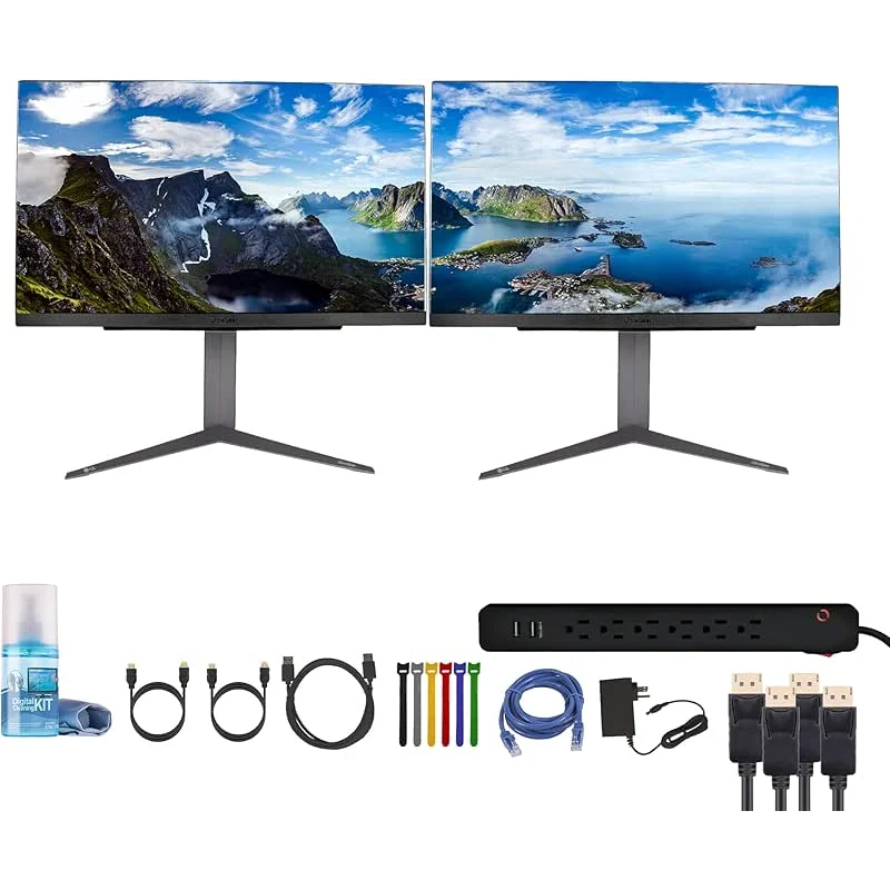LG Ultragear 27" 1440p HDR 200Hz Gaming Monitor (2-Pack) | QHD Display with 1ms Response, G-SYNC & FreeSync | Esports, PC & Console Gaming (27GS75Q-B) + 2X DisplayPort Cable + Surge Protector + More