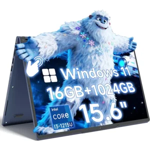 THEYETI 2 in 1 Laptop 15.6 Inch FHD Touch Screen, 16GB RAM 1TB SSD Intel Core i3-1215U, Convertible Laptop 360° for Students and Business, USB 3.0, Full-Featured Type C, Windows 11