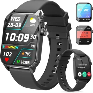 Smart Watches for Women Men, 1.83" HD Smartwatch with 120 Sports Modes, IP67 Waterproof, Bluetooth Call, Music Control, Heart Rate and Sleep Monitor (Black)