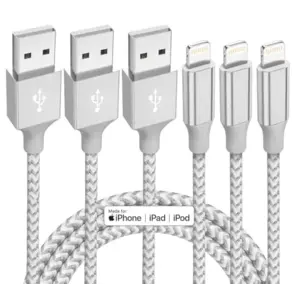 iPhone Charger 3 Pack 10 ft Apple MFi Certified Lightning Nylon Braided Cable Fast Charging Cord Compatible with iPhone 13 12 11 Pro Max XR XS X 8 7 6 Plus SE iPad and More