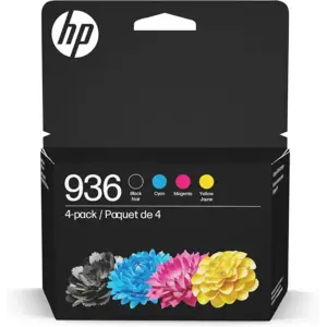 HP 936 Black, Cyan, Magenta, Yellow Ink Cartridges (4-Pack) | Works with OfficeJet 9120, Pro 9110, 9120, 9130, Wide Format 9730 | Eligible for Instant Ink | 6C3Z5LN