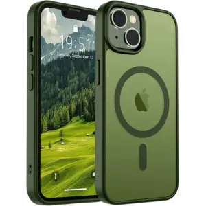 SUPFINE Magnetic for iPhone 14 Case & iPhone 13 Case (Compatible with MagSafe)(Military Grade Drop Protection) Translucent Matte Shockproof Phone Cover,Cangling Green