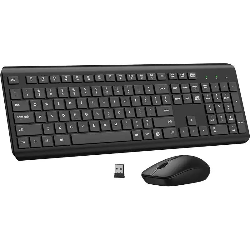 Wireless Keyboard and Mouse Combo, Full Size Silent Ergonomic Keyboard and Mouse, Long Battery Life, Optical Mouse, 2.4G Lag-Free Cordless Mice Keyboard for Computer, Mac, Laptop, PC, Windows