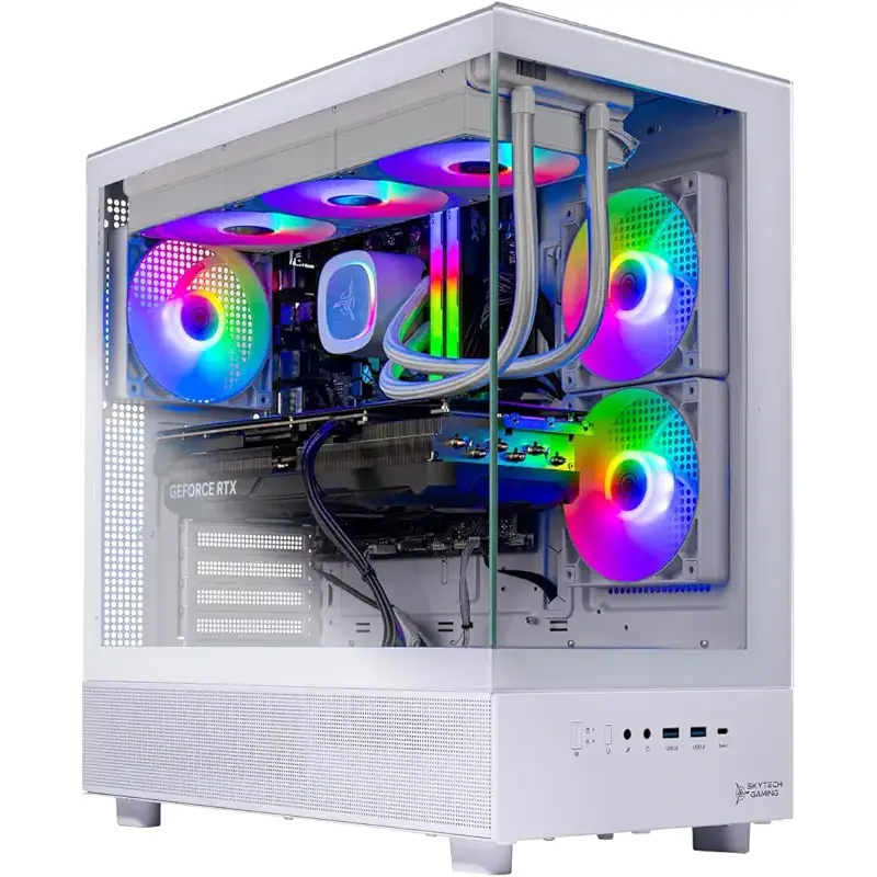 Skytech Gaming Azure 3 Desktop PC, Ryzen 7 9700X 3.8 GHz (5.5GHz), NVIDIA RTX 4060 8GB, 1TB NVMe SSD, 16GB DDR5 RAM 6000, 650W Gold PSU, 360mm ARGB AIO, Wi-Fi, Win 11