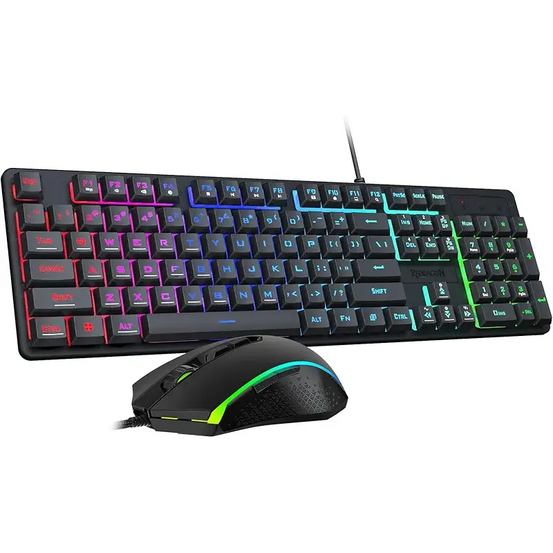 Redragon Updated S107 Gaming Keyboard and Mouse, RGB Gaming Keyboard and 10000 DPI Mouse Combo with 25-Key Anti-Ghosting, 1K Hz Programmable Mice with Software, Plug & Play to PC, Laptop [Upgrade]