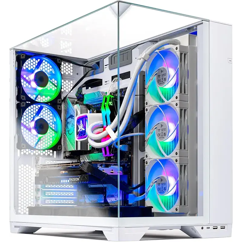 Skytech Gaming O11 Vision Desktop PC, Ryzen 7 9800X3D 4.7 GHz (5.2 GHz), AMD RX 9070XT 16GB, 2TB Gen4 NVMe SSD, 32GB DDR5 RAM 6000 RGB, 850W Gold ATX 3 PSU, 360mm ARGB AIO, Wi-Fi, Win 11