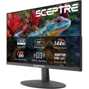 Sceptre New 22-Inch Gaming Monitor, FHD 1080p, Up to 144Hz, HDMI, DisplayPort, Built-in Speakers, Machine Black (E225W-FW144 Series, 2026)