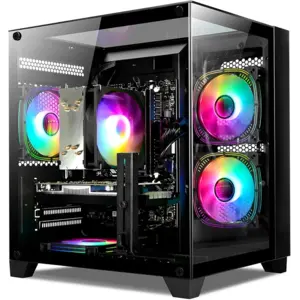 Prebuilt Gaming PC Desktop Ryzen 7 5700X, GeForce RTX 4060, 16G DDR4 RAM, 1TB NVME 3.0 SSD, Tower Computer for Work, Streaming & Every Day Home Use (Black)