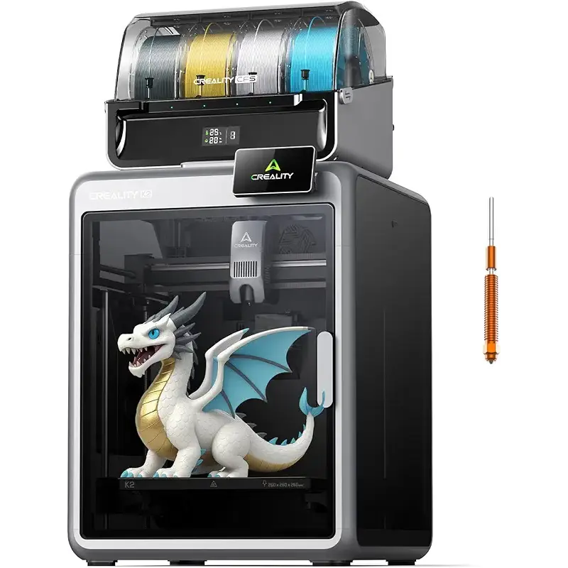 Creality K2 Combo 3D Printer, Multicolor Printing with CFS, High-Speed 600mm/s, Smart Auto Leveling, Quiet Printing, 300°C Nozzle, Dual AI Camera, Direct Drive Extruder, Build Volume 260x260x260mm